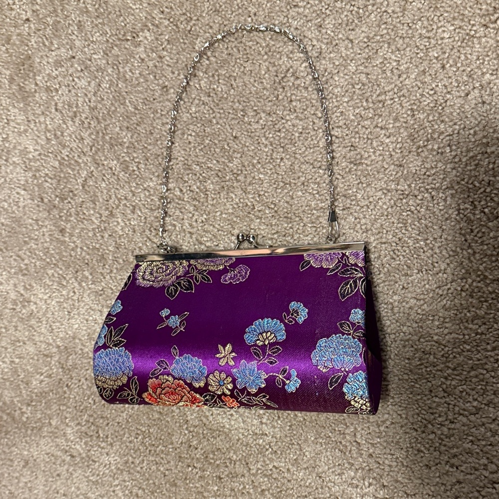 Elegant Purple Floral Handbag